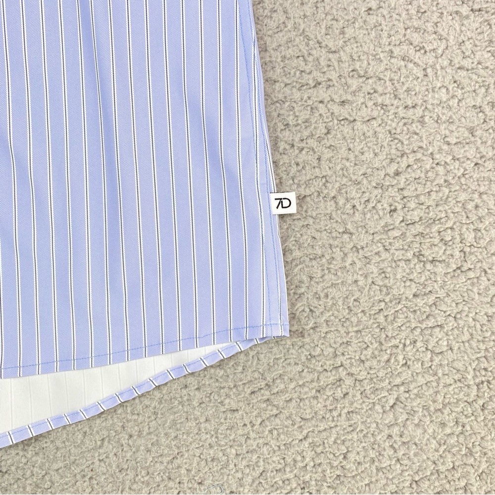 7 Diamonds Mens Size M Blue Long Sleeve Charles 4 Way Stretch Dress Shirt Medium - Picture 7 of 8